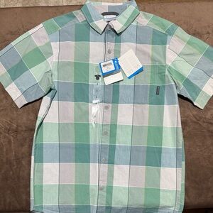 NWT Columbia Men's Green Plaid Button Down Shirt Size Small